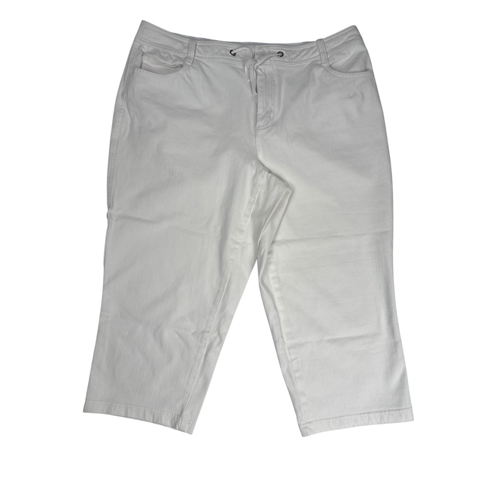 Coldwater Creek White Denim Capris Womens Size 16 Natural Fit Drawstring